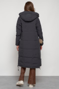 Купить Пальто утепленное с капюшоном зимнее женское темно-серого цвета 132132TC, фото 33