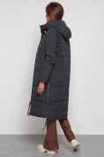 Купить Пальто утепленное с капюшоном зимнее женское темно-серого цвета 132132TC, фото 34
