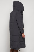 Купить Пальто утепленное с капюшоном зимнее женское темно-серого цвета 132132TC, фото 39