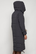 Купить Пальто утепленное с капюшоном зимнее женское темно-серого цвета 132132TC, фото 8