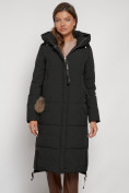Купить Пальто утепленное с капюшоном зимнее женское темно-зеленого цвета 132132TZ, фото 10
