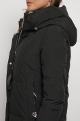 Купить Пальто утепленное с капюшоном зимнее женское темно-зеленого цвета 132132TZ, фото 18