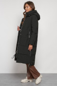 Купить Пальто утепленное с капюшоном зимнее женское темно-зеленого цвета 132132TZ, фото 2
