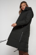 Купить Пальто утепленное с капюшоном зимнее женское темно-зеленого цвета 132132TZ, фото 21