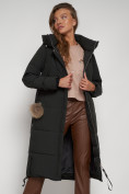 Купить Пальто утепленное с капюшоном зимнее женское темно-зеленого цвета 132132TZ, фото 23