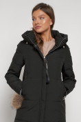 Купить Пальто утепленное с капюшоном зимнее женское темно-зеленого цвета 132132TZ, фото 9