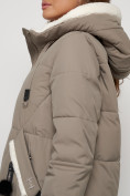 Купить Пальто утепленное с капюшоном зимнее женское бежевого цвета 132227B, фото 13