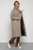 Купить Пальто утепленное с капюшоном зимнее женское бежевого цвета 132227B, фото 18