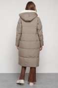 Купить Пальто утепленное с капюшоном зимнее женское бежевого цвета 132227B, фото 19