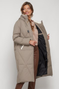 Купить Пальто утепленное с капюшоном зимнее женское бежевого цвета 132227B, фото 25