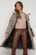 Купить Пальто утепленное с капюшоном зимнее женское бежевого цвета 132227B, фото 30