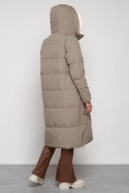 Купить Пальто утепленное с капюшоном зимнее женское бежевого цвета 132227B, фото 31
