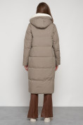 Купить Пальто утепленное с капюшоном зимнее женское бежевого цвета 132227B, фото 4