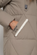 Купить Пальто утепленное с капюшоном зимнее женское бежевого цвета 132227B, фото 8