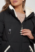 Купить Пальто утепленное с капюшоном зимнее женское черного цвета 132227Ch, фото 12