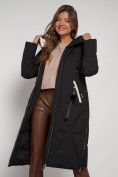 Купить Пальто утепленное с капюшоном зимнее женское черного цвета 132227Ch, фото 15