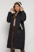 Купить Пальто утепленное с капюшоном зимнее женское черного цвета 132227Ch, фото 18