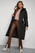 Купить Пальто утепленное с капюшоном зимнее женское черного цвета 132227Ch, фото 19