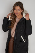 Купить Пальто утепленное с капюшоном зимнее женское черного цвета 132227Ch, фото 24