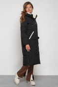 Купить Пальто утепленное с капюшоном зимнее женское черного цвета 132227Ch, фото 3