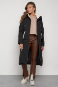 Купить Пальто утепленное с капюшоном зимнее женское черного цвета 132227Ch, фото 6