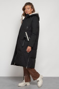 Купить Пальто утепленное с капюшоном зимнее женское черного цвета 132227Ch, фото 7