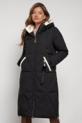 Купить Пальто утепленное с капюшоном зимнее женское черного цвета 132227Ch, фото 8