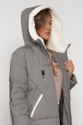 Купить Пальто утепленное с капюшоном зимнее женское цвета хаки 132227Kh, фото 10