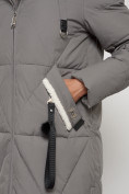 Купить Пальто утепленное с капюшоном зимнее женское цвета хаки 132227Kh, фото 11