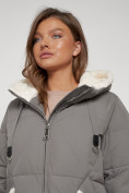 Купить Пальто утепленное с капюшоном зимнее женское цвета хаки 132227Kh, фото 13