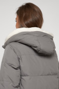Купить Пальто утепленное с капюшоном зимнее женское цвета хаки 132227Kh, фото 14