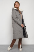 Купить Пальто утепленное с капюшоном зимнее женское цвета хаки 132227Kh, фото 17
