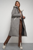 Купить Пальто утепленное с капюшоном зимнее женское цвета хаки 132227Kh, фото 20