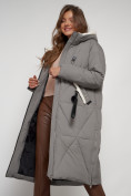 Купить Пальто утепленное с капюшоном зимнее женское цвета хаки 132227Kh, фото 21