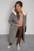 Купить Пальто утепленное с капюшоном зимнее женское цвета хаки 132227Kh, фото 22