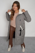 Купить Пальто утепленное с капюшоном зимнее женское цвета хаки 132227Kh, фото 23