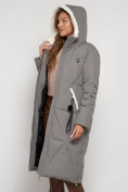 Купить Пальто утепленное с капюшоном зимнее женское цвета хаки 132227Kh, фото 24
