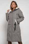 Купить Пальто утепленное с капюшоном зимнее женское цвета хаки 132227Kh, фото 28