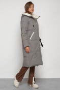 Купить Пальто утепленное с капюшоном зимнее женское цвета хаки 132227Kh, фото 3