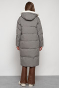 Купить Пальто утепленное с капюшоном зимнее женское цвета хаки 132227Kh, фото 4