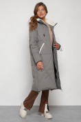 Купить Пальто утепленное с капюшоном зимнее женское цвета хаки 132227Kh, фото 7