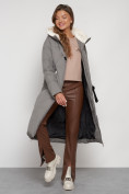 Купить Пальто утепленное с капюшоном зимнее женское цвета хаки 132227Kh, фото 8