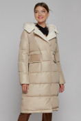 Купить Пальто утепленное с капюшоном зимнее женское бежевого цвета 1322367B, фото 13