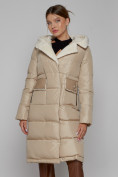 Купить Пальто утепленное с капюшоном зимнее женское бежевого цвета 1322367B, фото 14