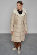 Купить Пальто утепленное с капюшоном зимнее женское бежевого цвета 1322367B, фото 8
