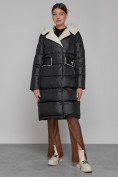 Купить Пальто утепленное с капюшоном зимнее женское черного цвета 1322367Ch