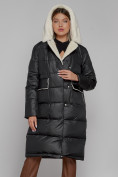 Купить Пальто утепленное с капюшоном зимнее женское черного цвета 1322367Ch, фото 5