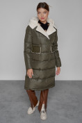 Купить Пальто утепленное с капюшоном зимнее женское цвета хаки 1322367Kh, фото 10