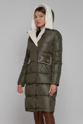 Купить Пальто утепленное с капюшоном зимнее женское цвета хаки 1322367Kh, фото 8