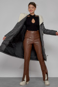 Купить Пальто утепленное с капюшоном зимнее женское темно-серого цвета 1322367TC, фото 10